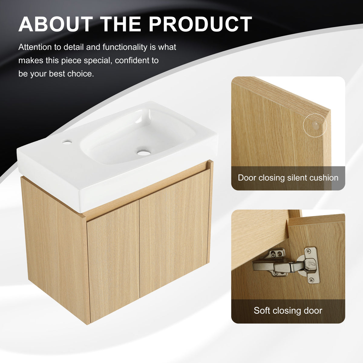 24 Inch Bathroom Vanity with Ceramic Basin