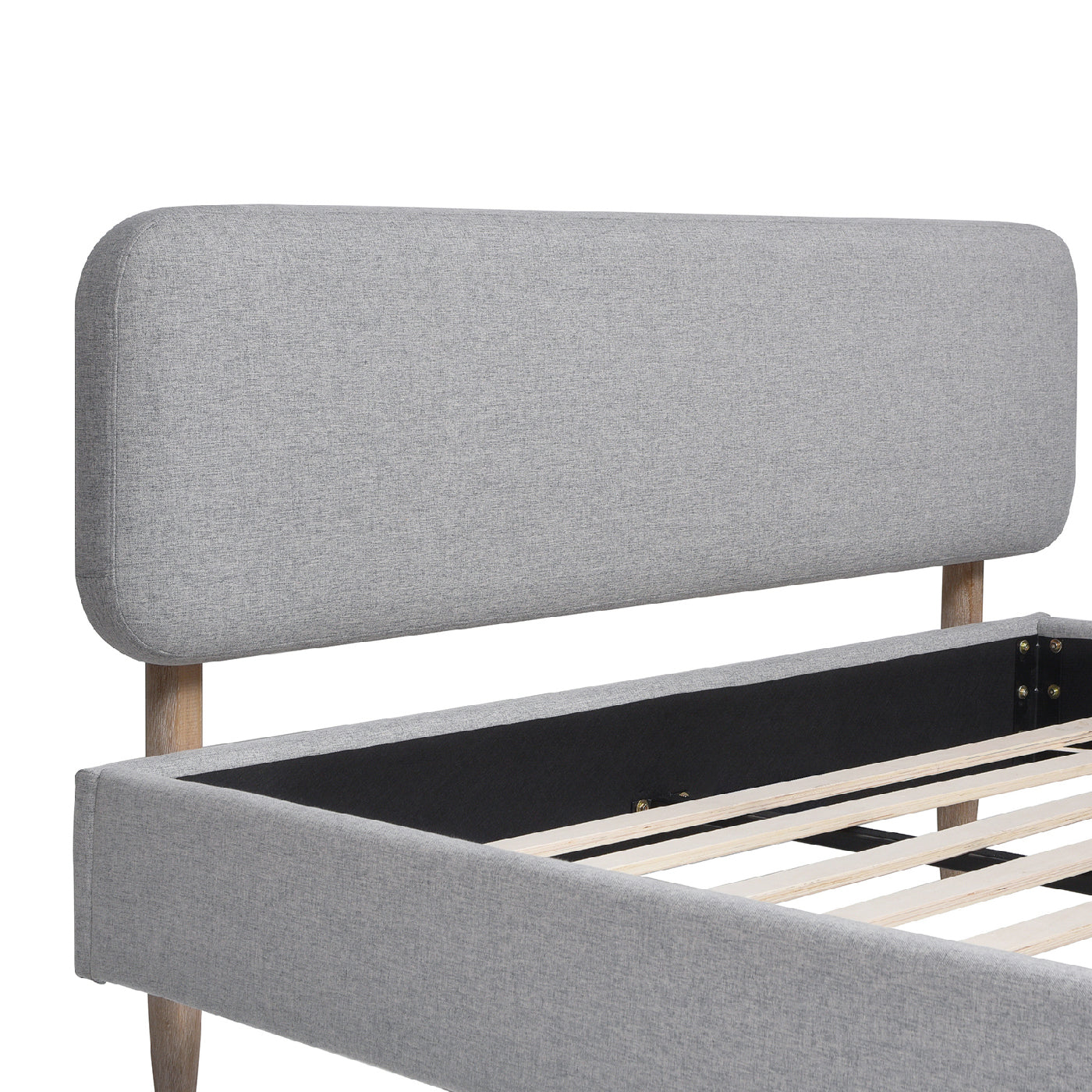 Diego Low Upholstered Platform Bed, Queen, Light