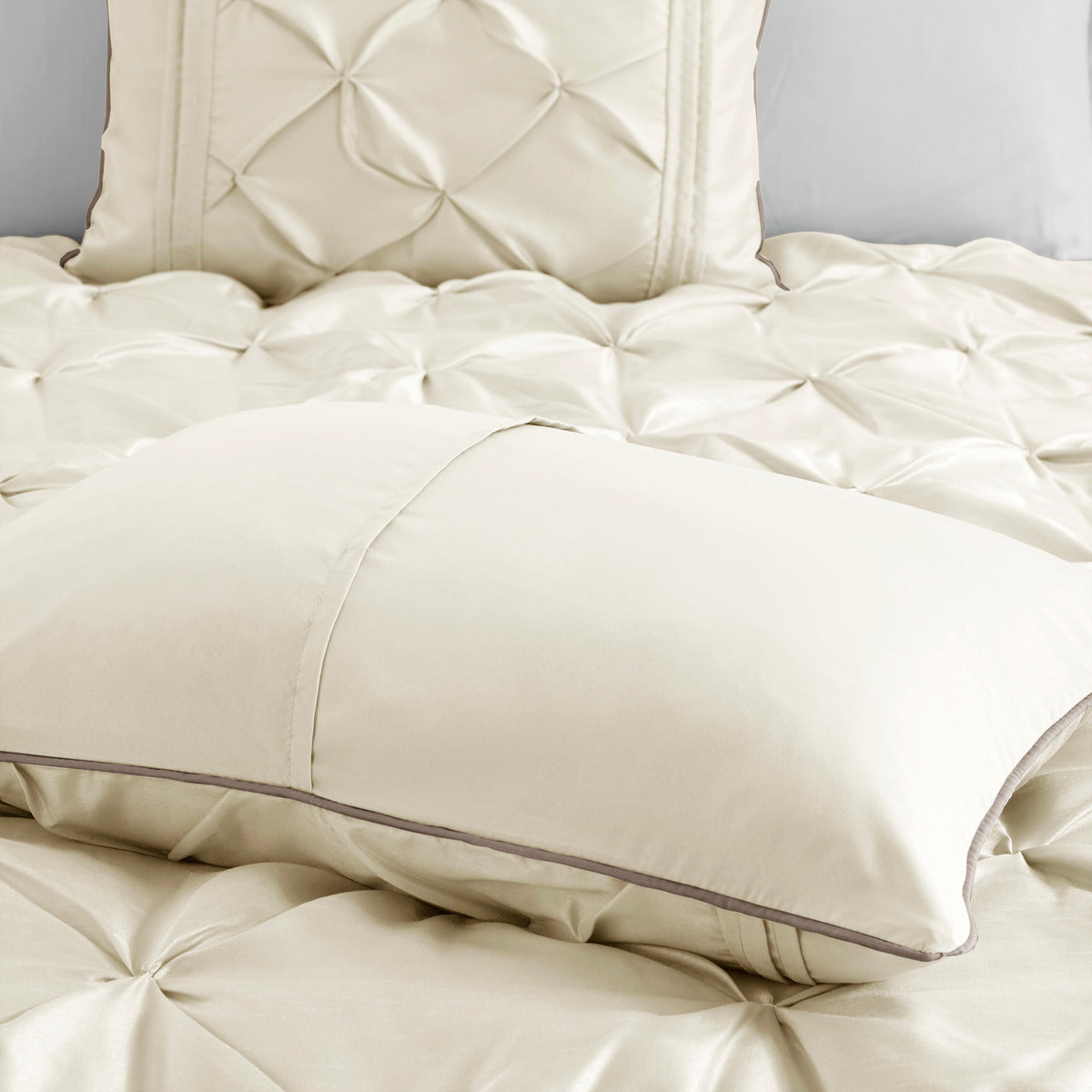 7 Piece Tufted Comforter Set Ivory Full
