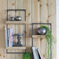 12" x 6" x 27" Iron and Wood Wall Shelf With Two Shelves