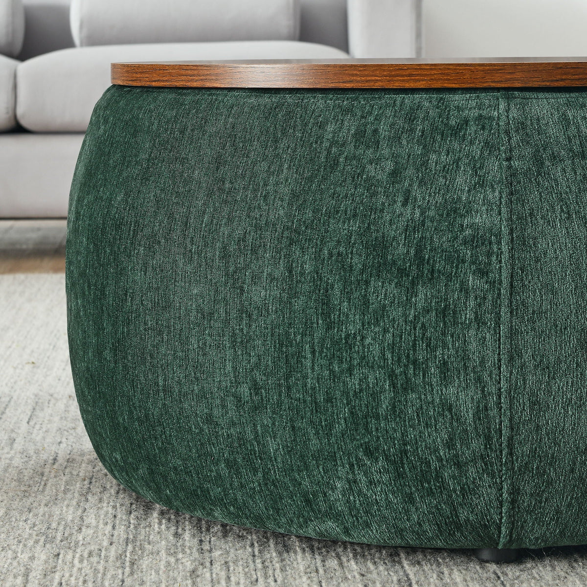 Round Storage Ottoman, 2 In 1 Function, End Table And Ottoman - view 15
