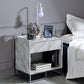 Azrael - Accent Table - White Printed Faux Marble & Chrome