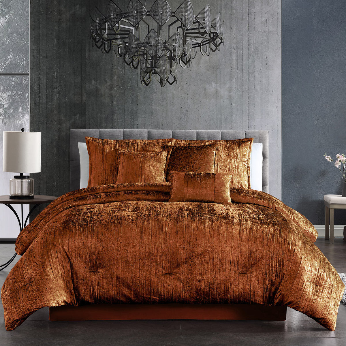 Turin 7 Piece Comforter Set in Spice - Queen