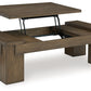 Rosswain - Lift Top Cocktail Table - Warm Brown