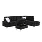L-Shaped Chenille Sectional Sofa with Chaise and Storage Ottoman