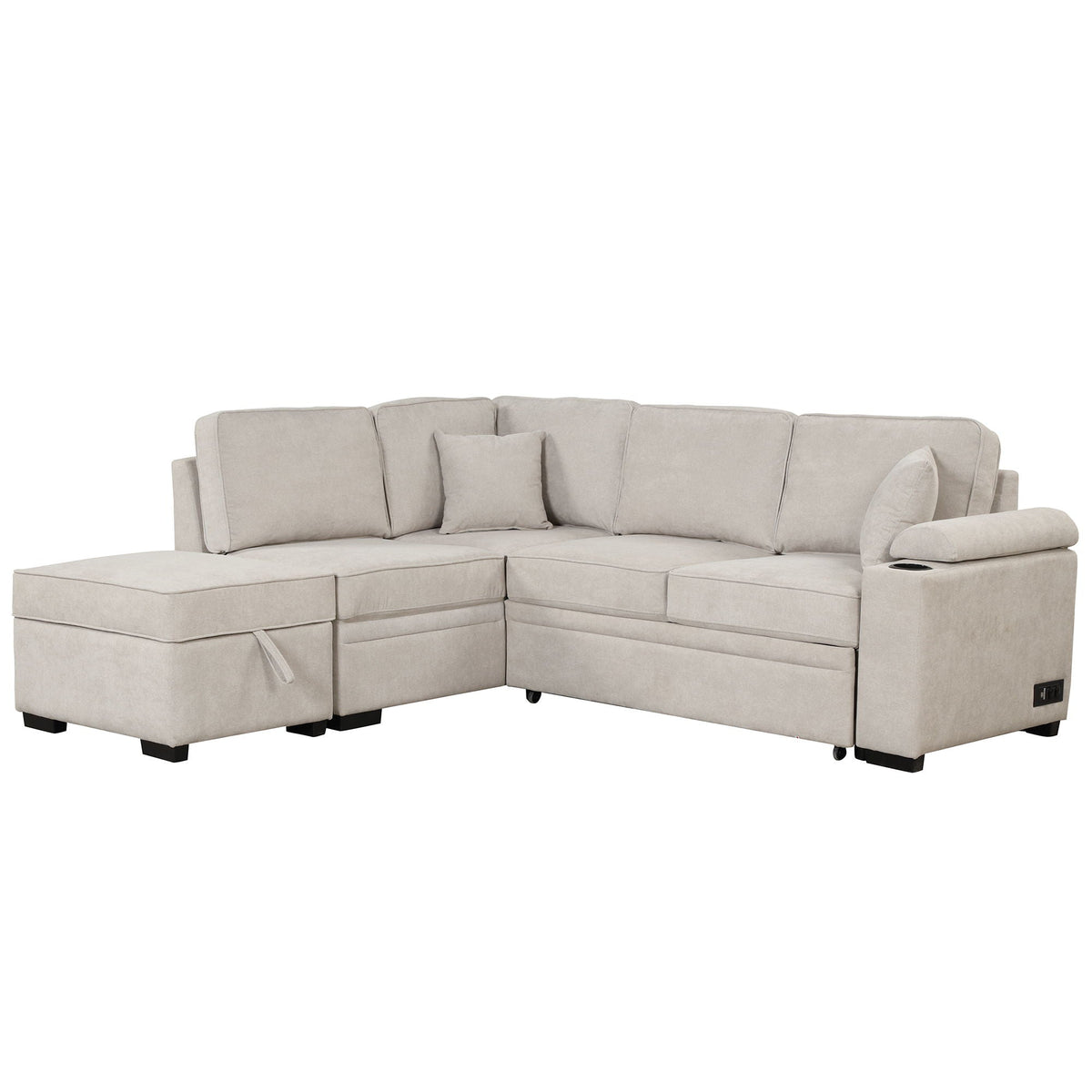 Sleeper Sofa Bed, 2 In 1 Pull Out Sofa Bed L Shape Couch With Storage Ottoman For Living Room, Bedroom Couch