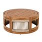 27.95" Acacia Wood Outdoor Coffee Table with Handwoven Rope Accent