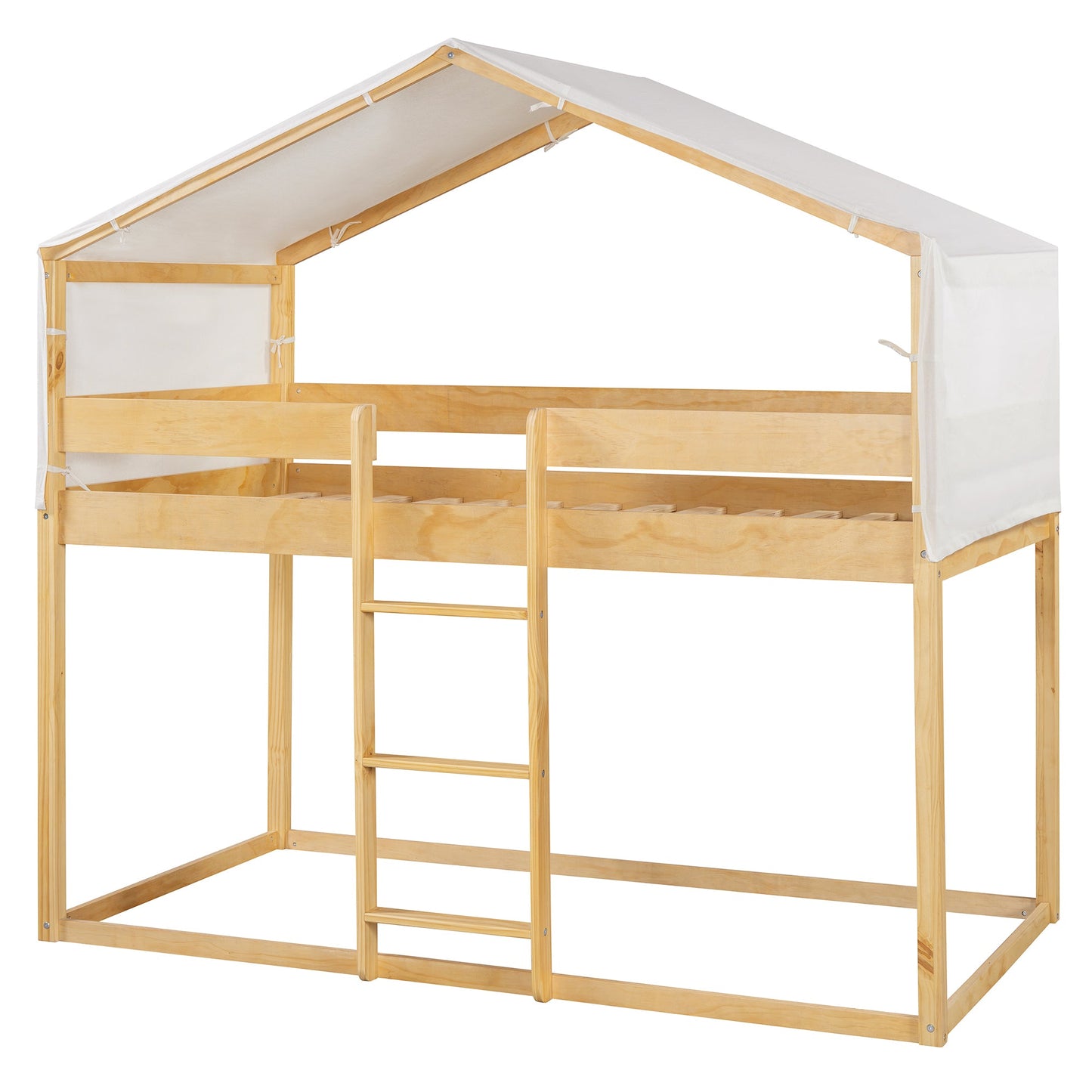Twin Over Twin Wood Bunk Bed with Tent