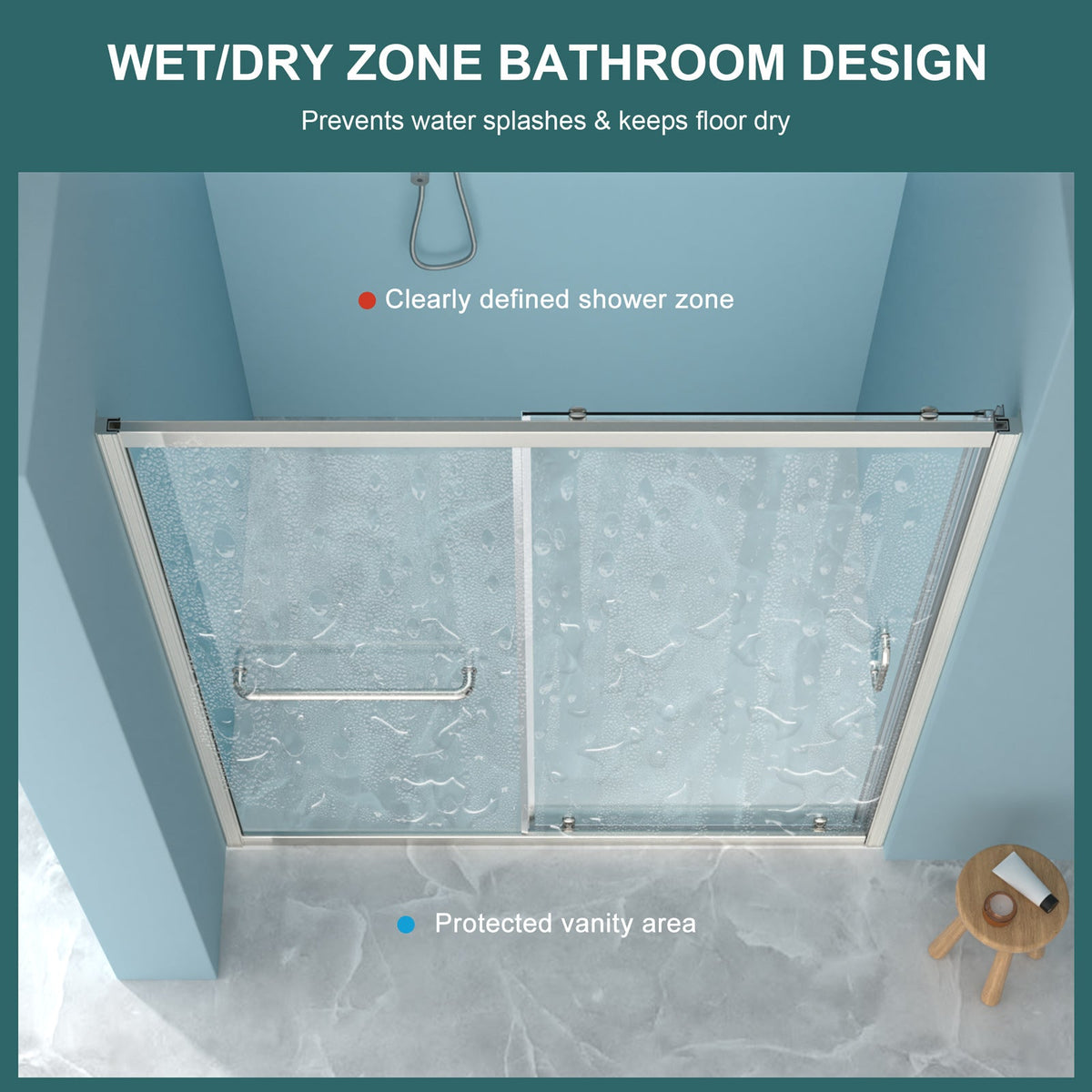 48" W x 72"H Single Sliding Bypass Shower Enclosure