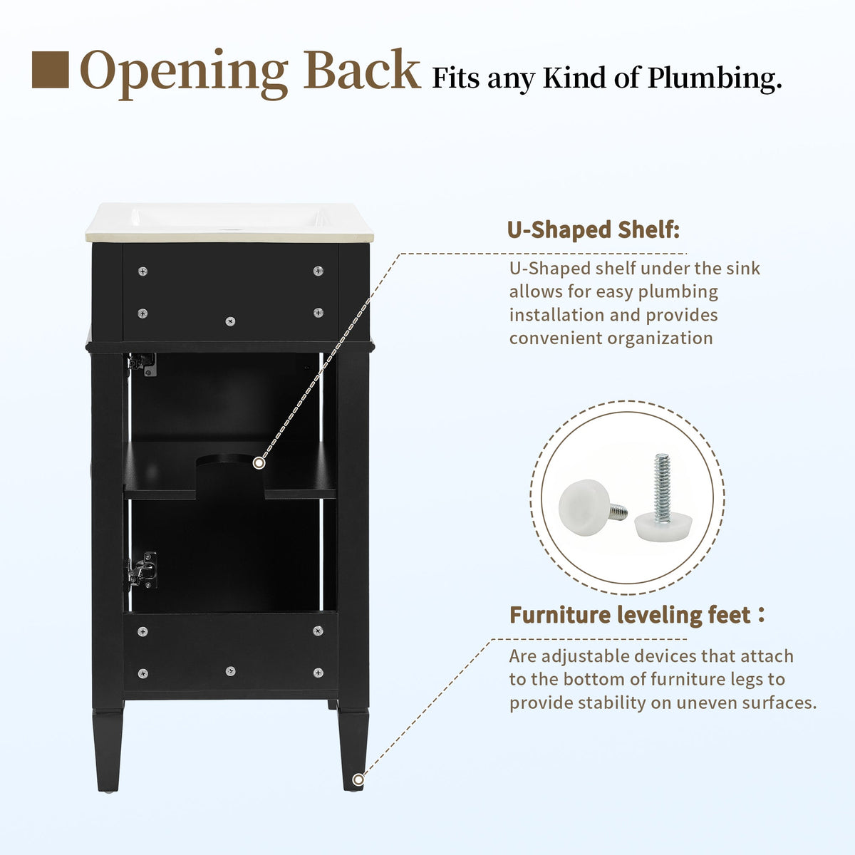 16-Inch Bathroom Vanity with Ceramic Sink