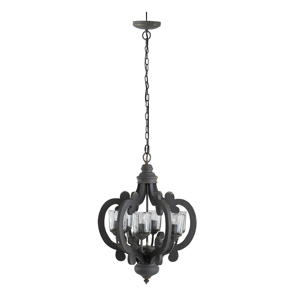 Farmhouse Chandelier, 6 Light Wood Chandelier Pendant Light Fixture With Adjustable Chain For Dining Room - view 11