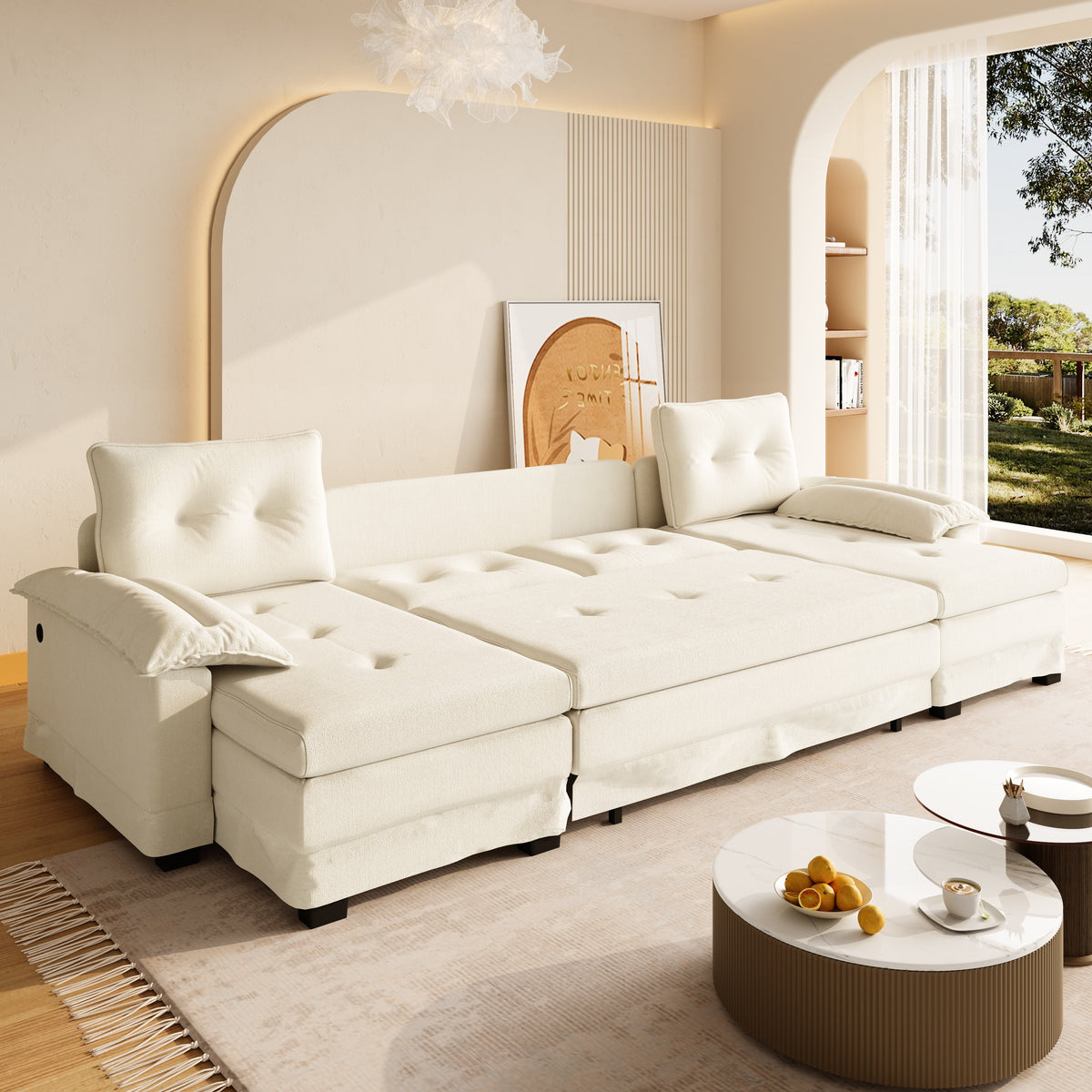 U-Shaped Sleeper Sofa with Pull Out Bed