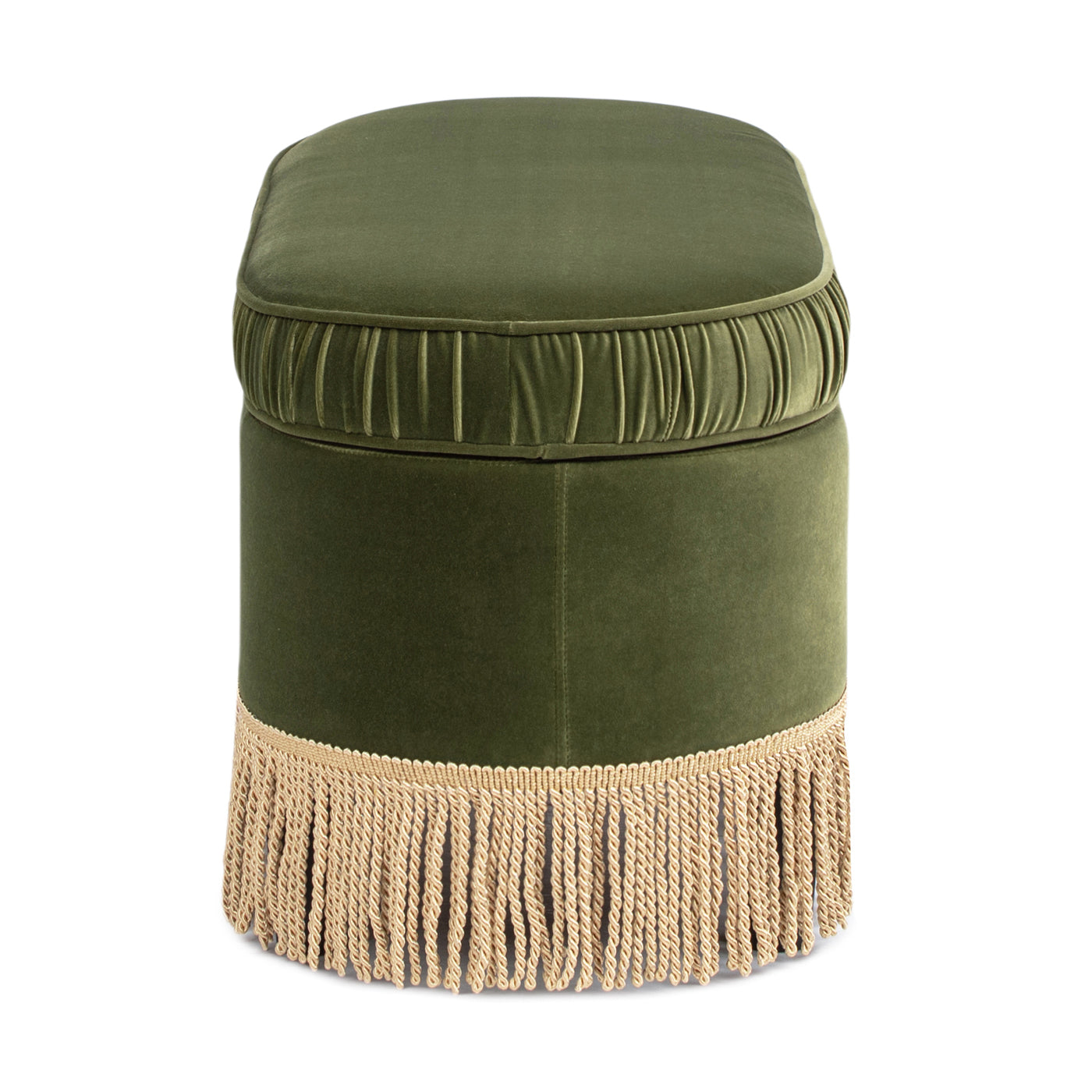 Serena 38" Oval Storage Bench Ottoman, Olive