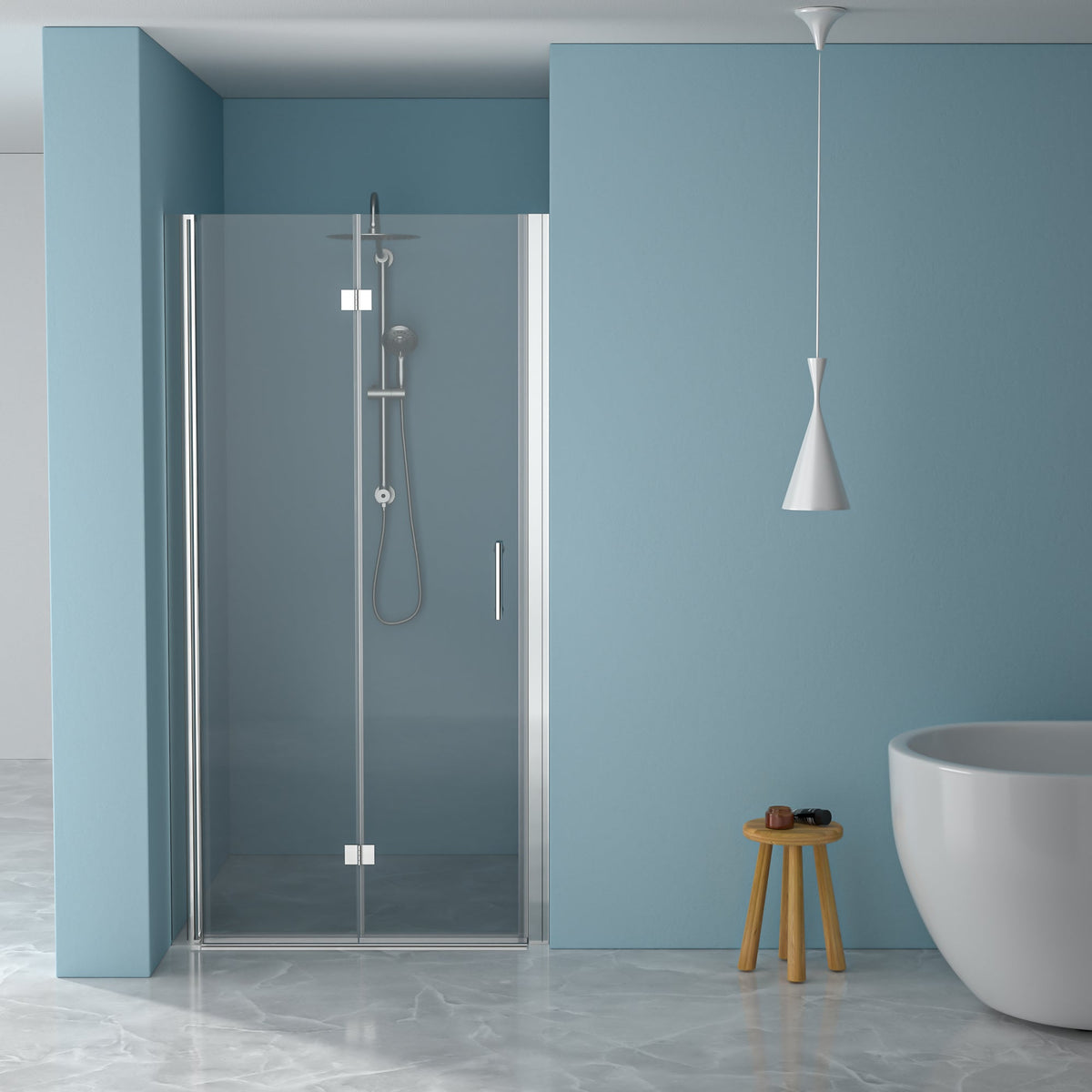 32"W x 72"H Fold Frameless Shower Door with Tempered Glass