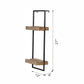 12" x 6" x 27" Iron and Wood Wall Shelf With Two Shelves