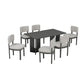 Dining Table Set With 6 Upholstered Chairs, Rectangular Table With Cutout Legs - view 2