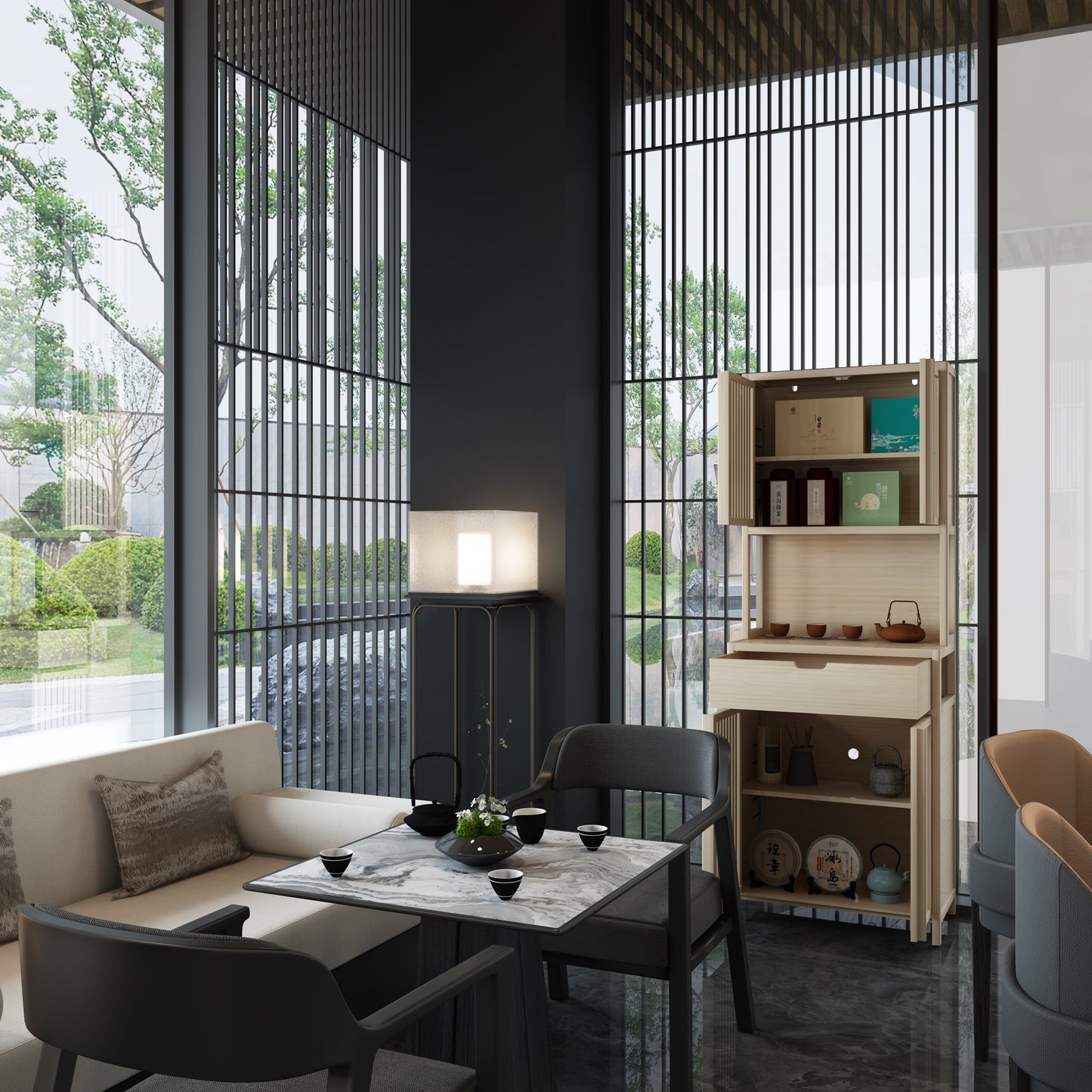Double-Door Bamboo High-Capacity Storage Cabinet