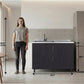 Napoles 2 Utility Sink with Cabinet, Stainless Steel Countertop, Interior Shelf - Wenge
