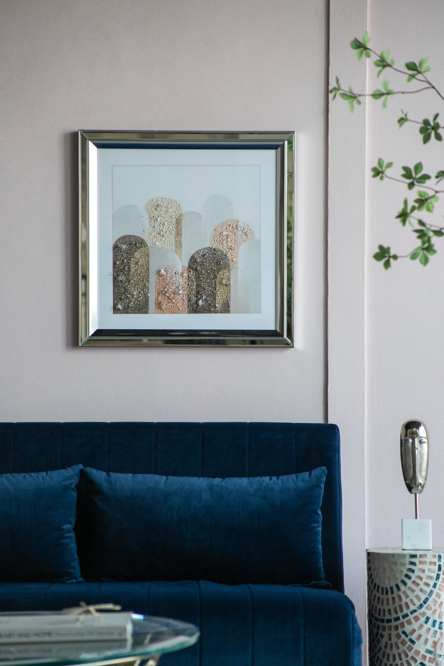 S/2 23.6x23.6" Kaiden Crystal Mirror Framed Wall Art