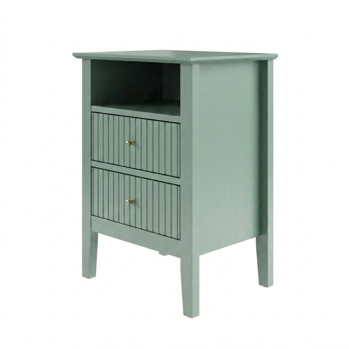 18" Green Fluted Nightstand