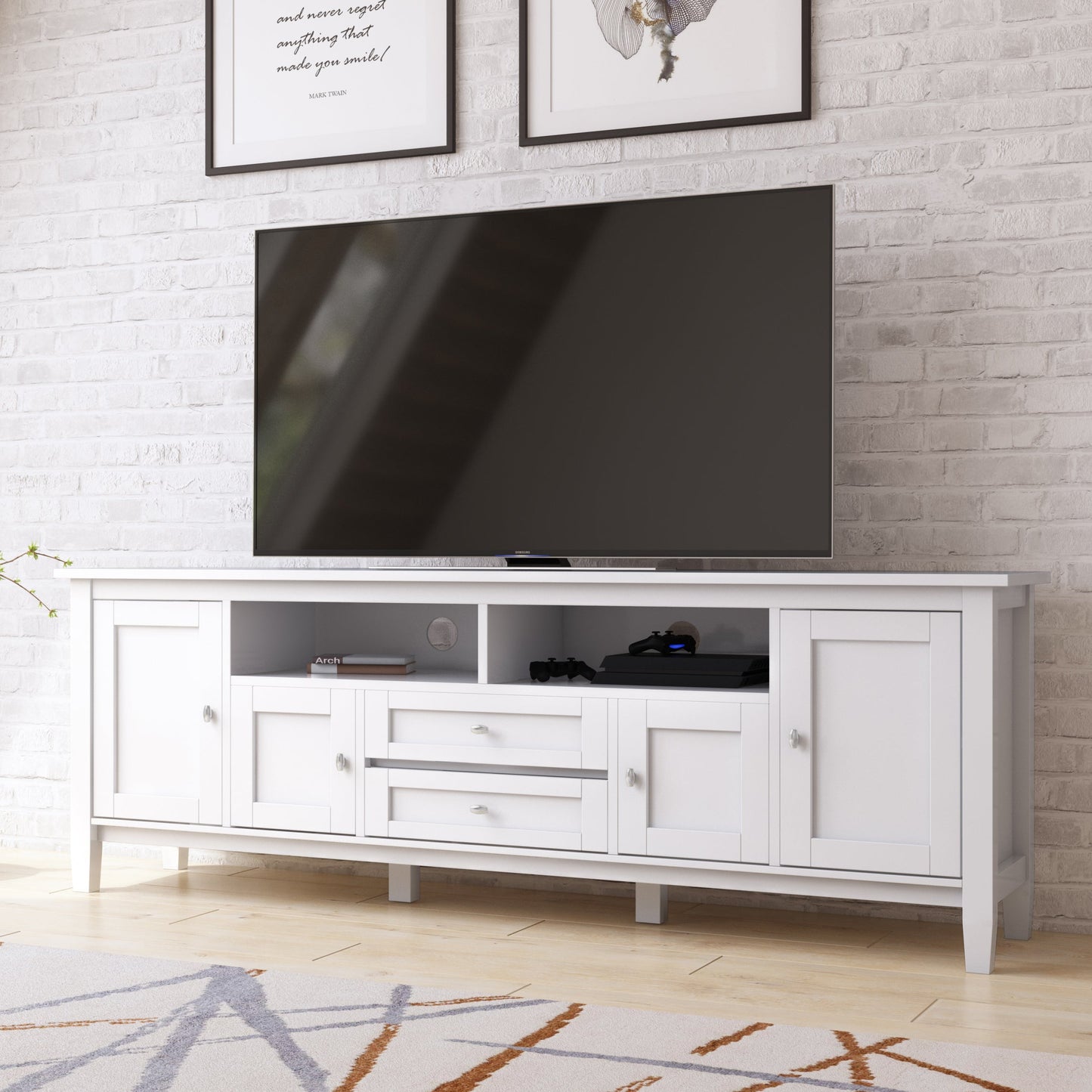 Warm Shaker 72 Inch Wide Solid Wood TV Stand