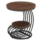 19.68" Round Vintage End Table with 2-Tier Storage – Rustic