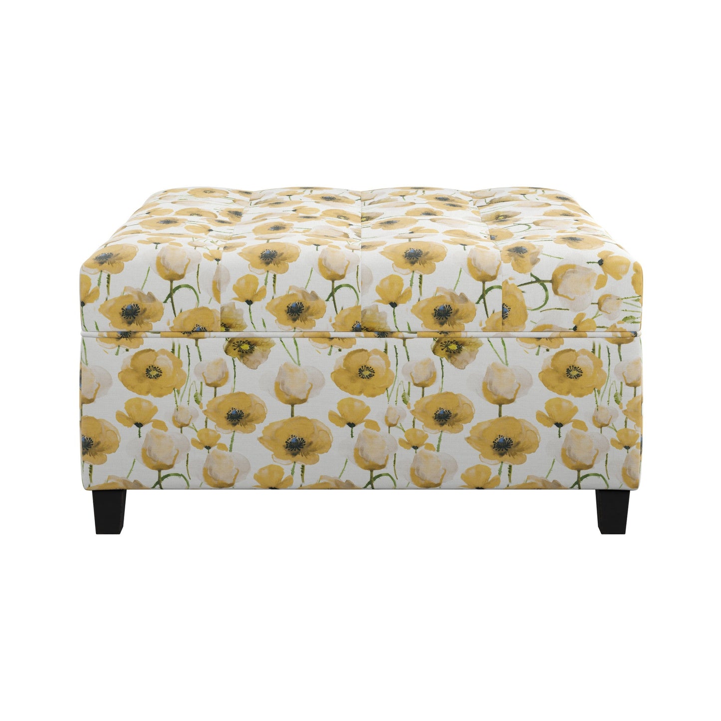 Golden Floral Storage Ottoman