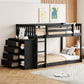 Twin Over Twin Bunk Bed with 4 Drawers and 3 Shelves - Espresso