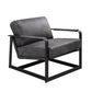 Locnos - Accent Chair - Gray Top Grain Leather & Black