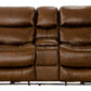 Ceretti - Power Reclining Console Loveseat - Brown Top Grain Italian Leather Match
