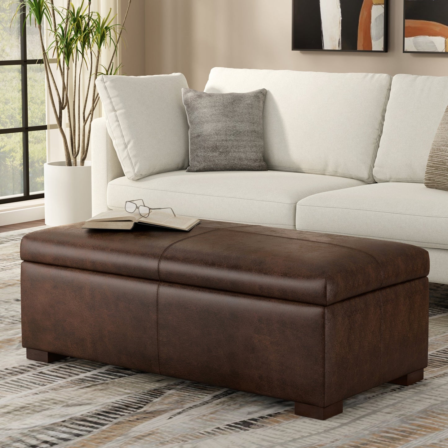 Gabbie 48 Inch Wide Rectangular Storage Ottoman