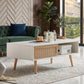 41.34" Rattan Coffee Table with Sliding Door Storage