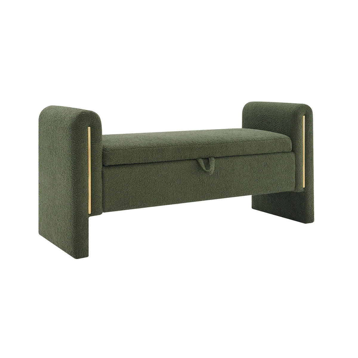 Modern Teddy Upholstered Large Bed End Bench With Arms And Storage - view 3
