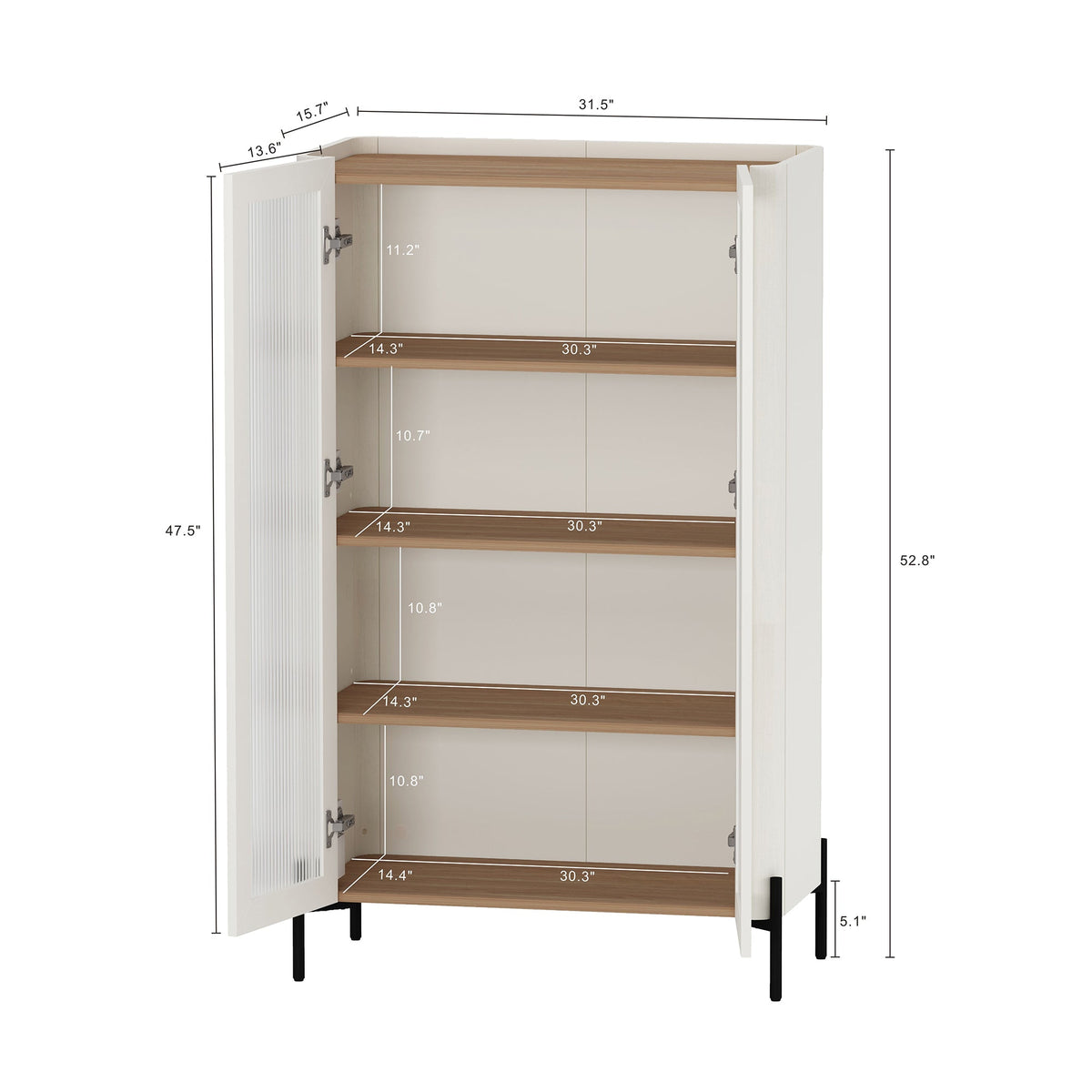 Abbey 32" Tempered Glass Bookcase Cabinet