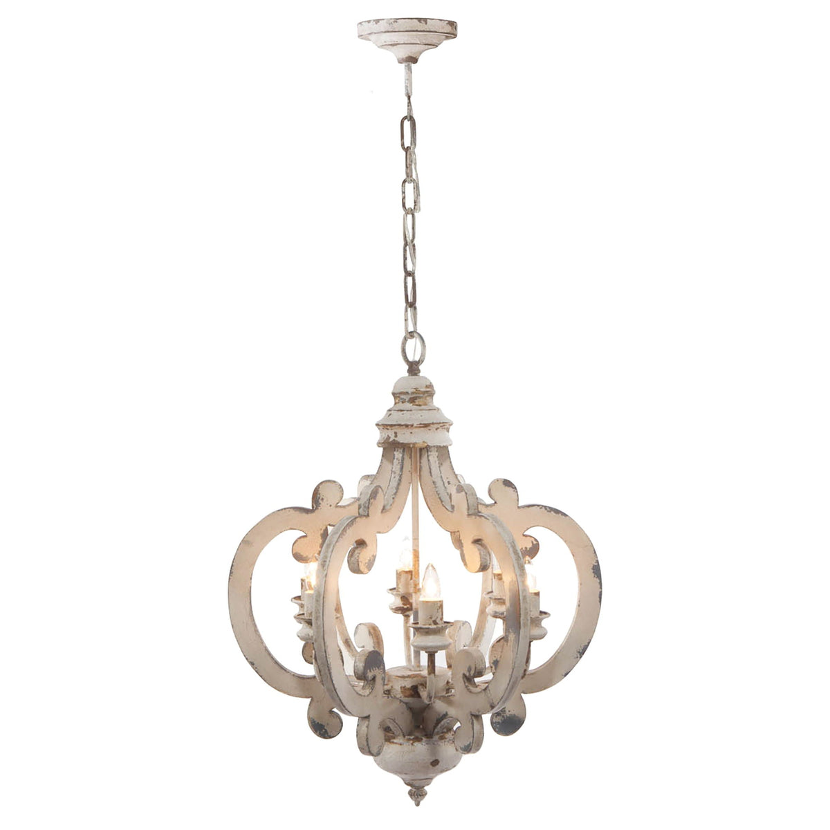 Farmhouse Chandelier, 6 Light Wood Chandelier Pendant Light Fixture With Adjustable Chain For Dining Room - view 12