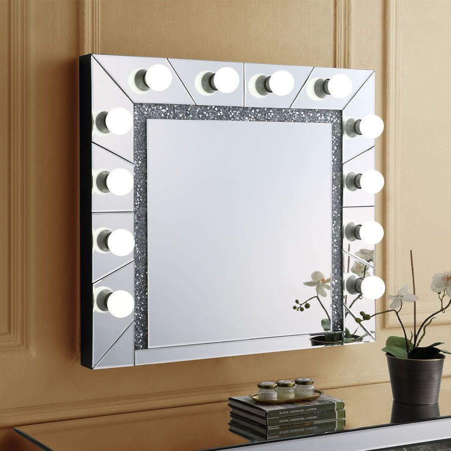 Noralie - 28" Accent Mirror - Mirrored & Faux Diamonds