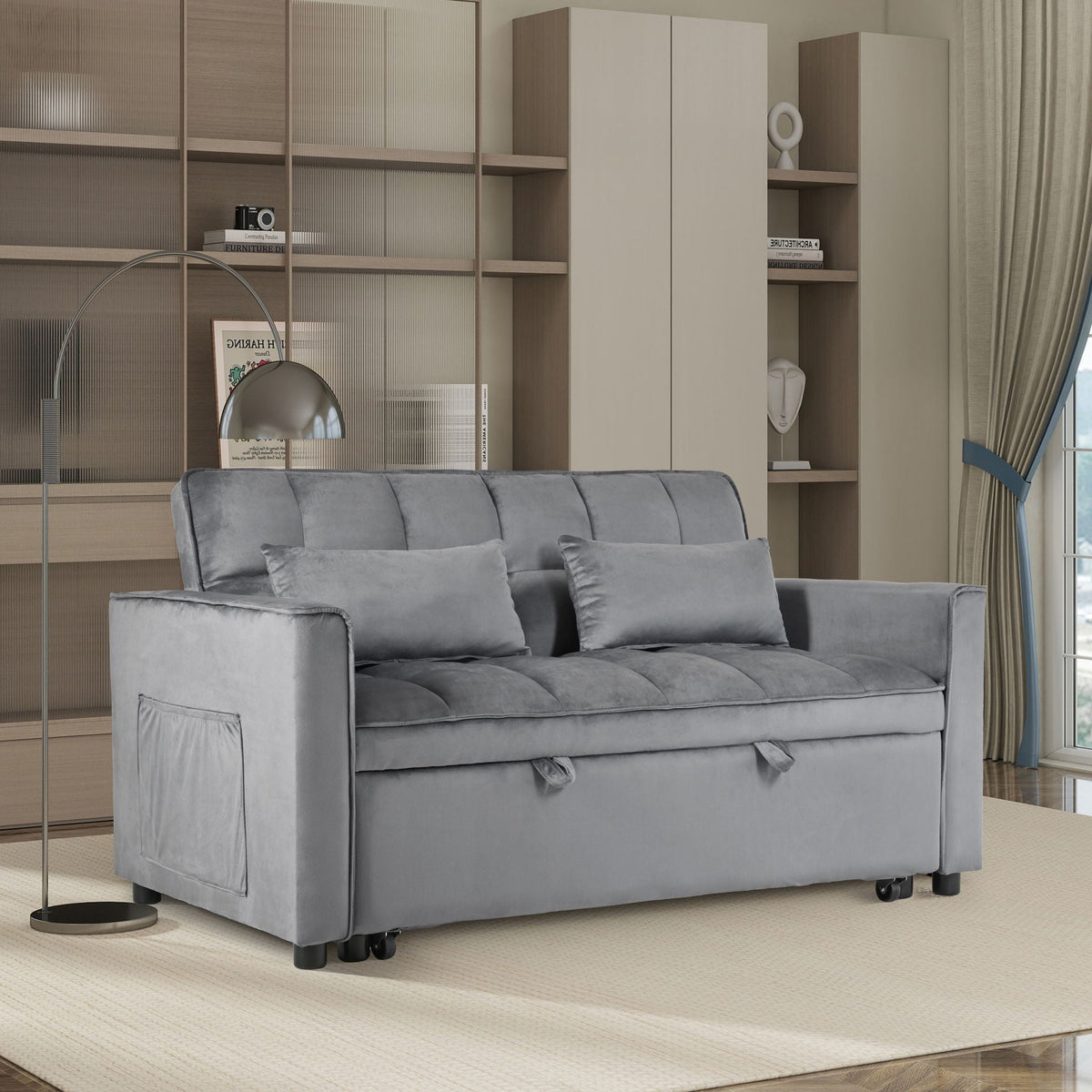 3 In 1 Pull Out Couch Convertible Sofa Bed With Reclining Backrest - view 10