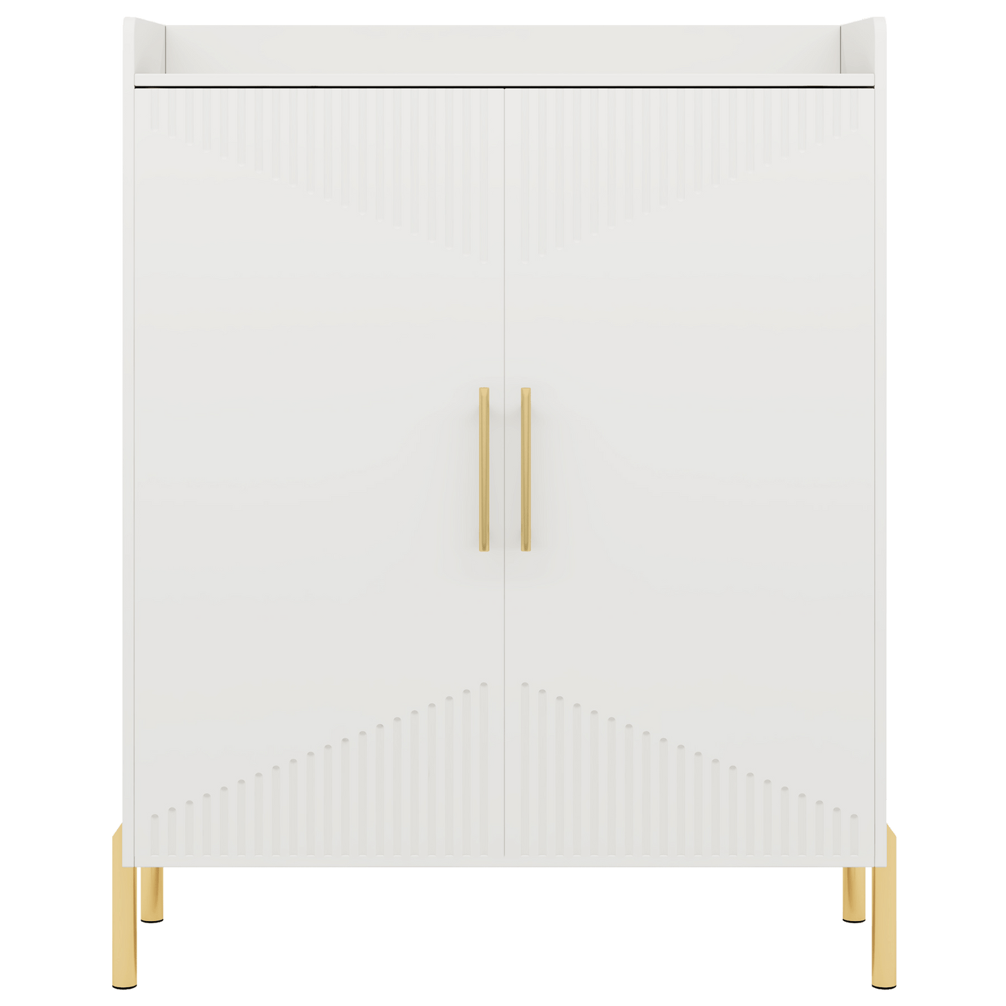 35.43 Inch White and Gold Shoe Cabinet
