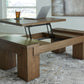 Rosswain - Lift Top Cocktail Table - Warm Brown