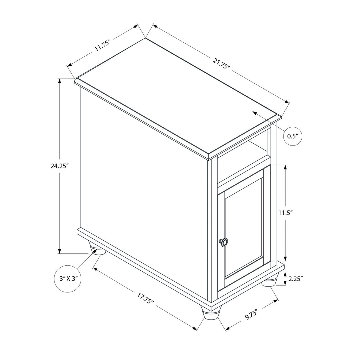 Accent End Table, Storage, Traditional - White - view 2