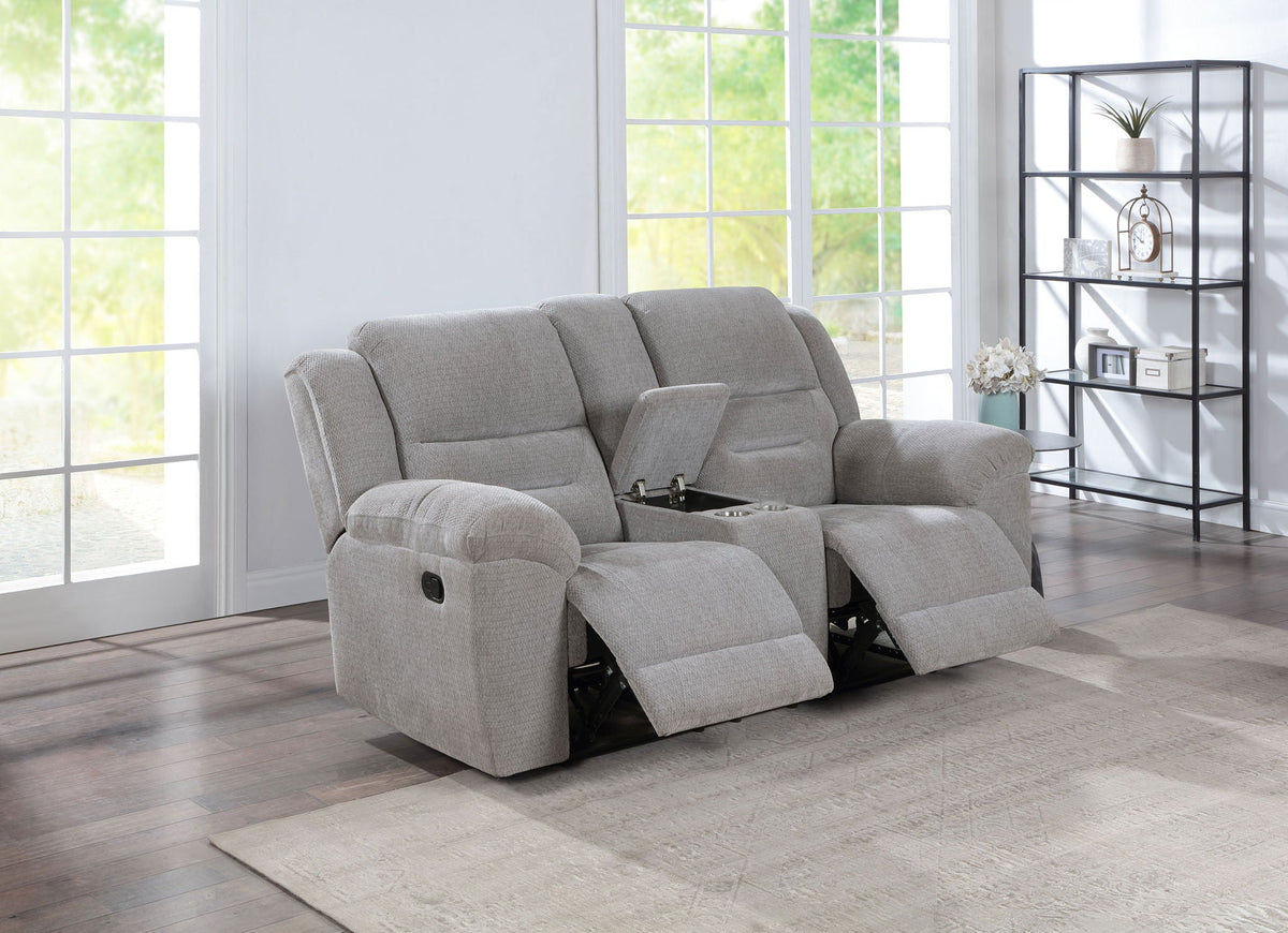 Gilson Chenille Upholstered Reclining Loveseat Grey - view 5
