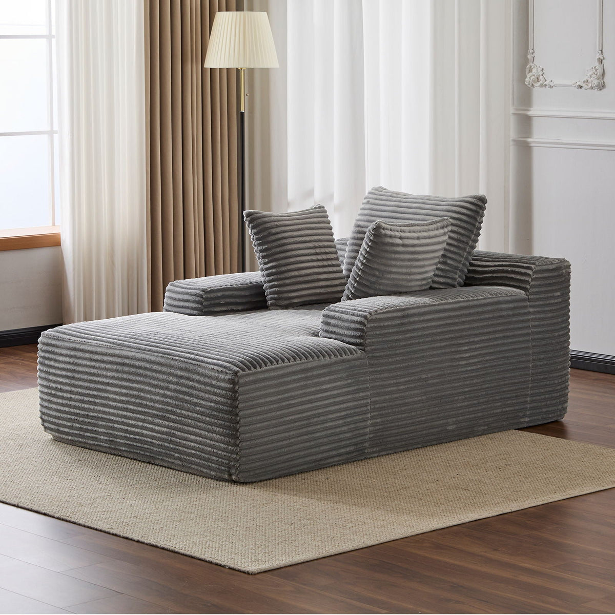 Oversized Chaise Lounge Chair Cozy Cloud Couch With 3 Throw Pillows And Wide Armrest - view 15