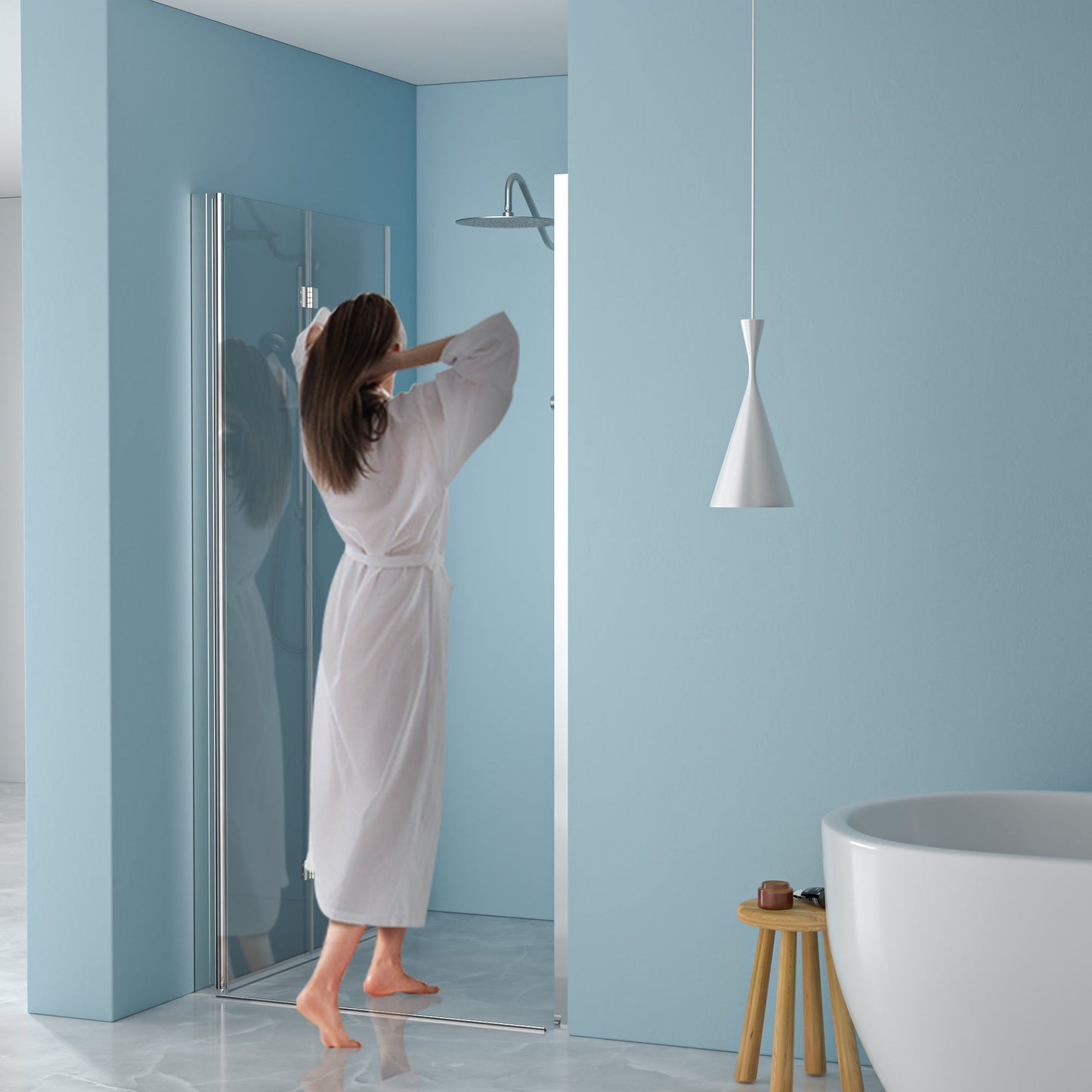 32"W x 72"H Fold Frameless Shower Door with Tempered Glass