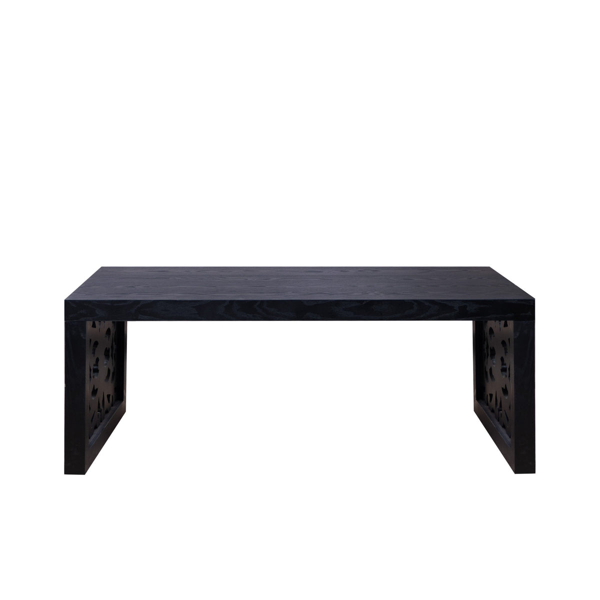 47.2" Solid Black Carved Wood Coffee Table