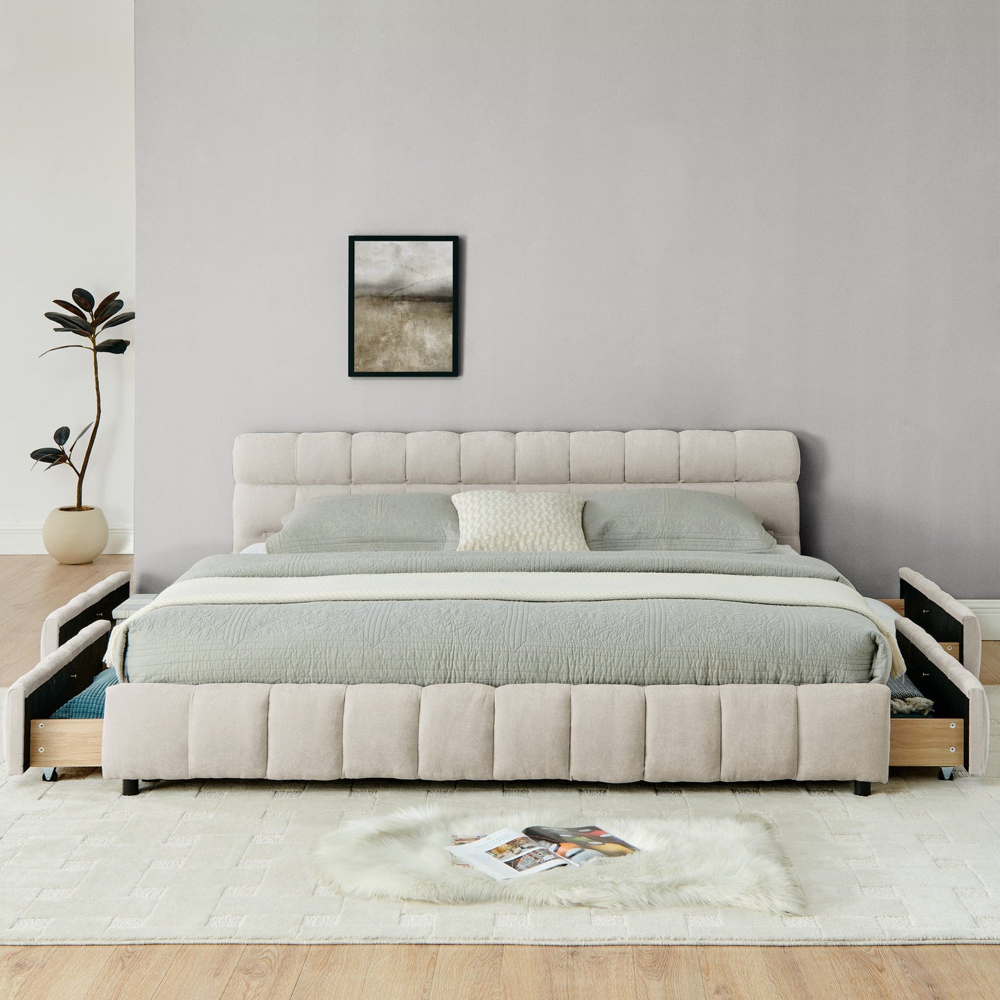 King Size Upholstered Bed with Storage