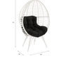 Galzed - Patio Lounge Chair - Black Fabric & White Wicker