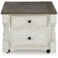 Havalance - Lift Top Cocktail Table with Storage Drawers - White / Gray