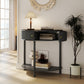 Artisan-Crafted Wave-Pattern Demi-Lune Console Table