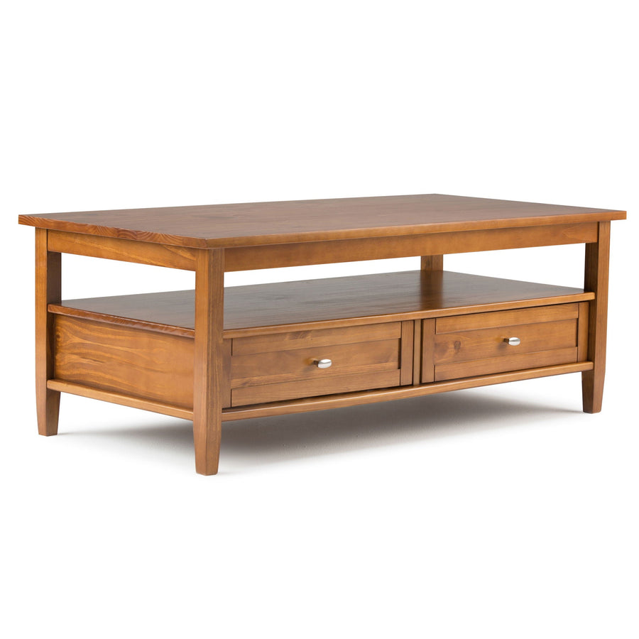 Solid Wood Coffee Table with Storage Drawers - Light or Dark Brown