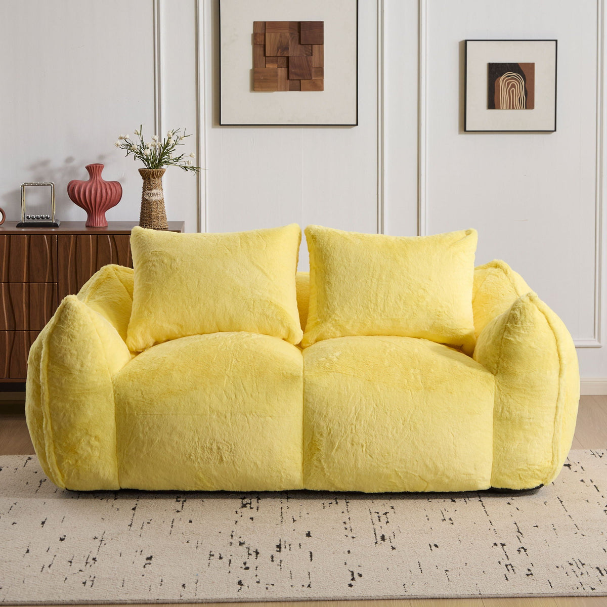 Giant Bean Bag Couch, Ultra Soft Fluffy Loveseat For Living Room - view 21